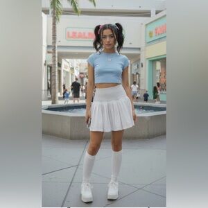 JoyLab Mini Skort XS White Pleated